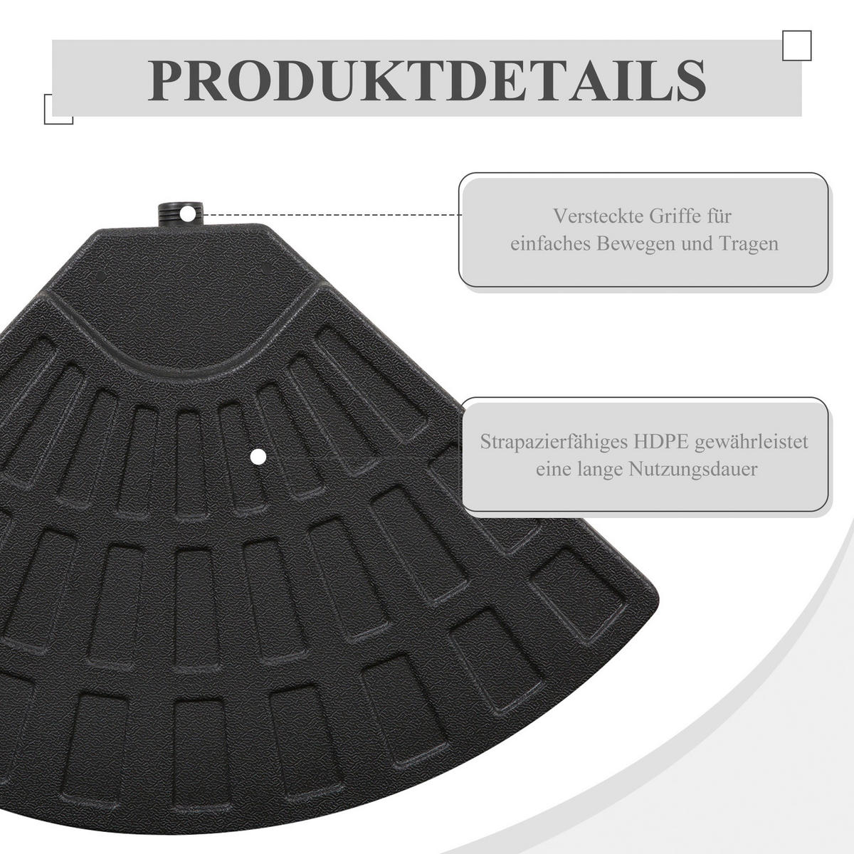 Outsunny Schirmständer mit 4 Teilen Schirmständer_mit_4Teilen - schwarz (48,00/48,00/8,00cm) - Outsunny