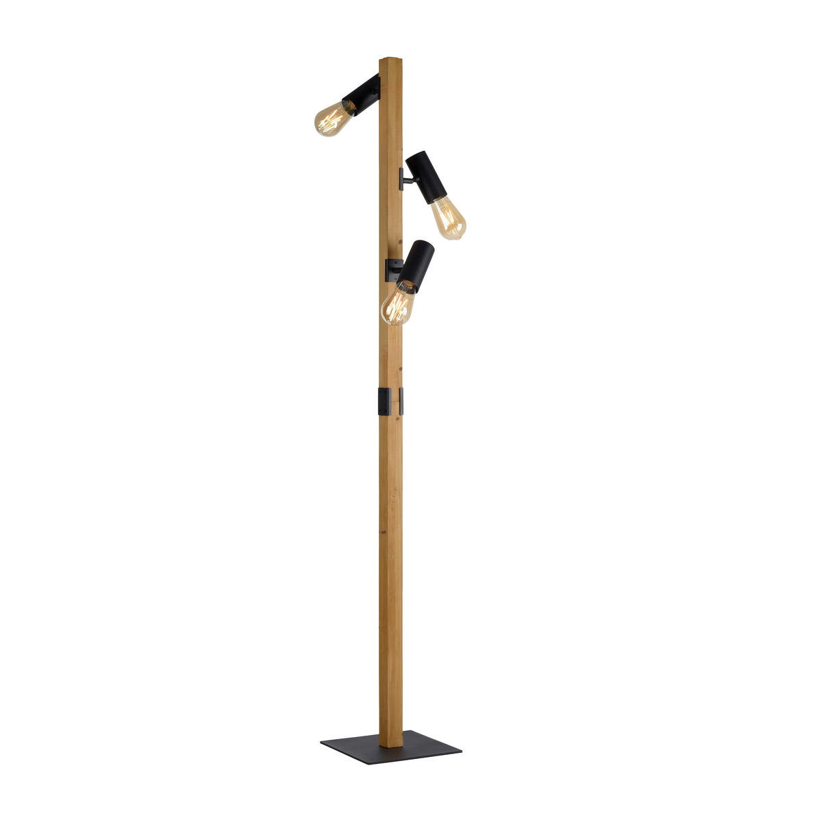 Just Light Stehleuchte PILON 15165-18 natur schwarz Metall Holz B/H/T: ca. 26x152x29 cm E27 3 Brennstellen PILON - natur/schwarz (26,00/152,00/29,00cm) - Just Light