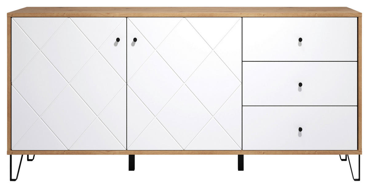 Sideboard Touch Eiche Artisan Nachbildung weiß matt B/H/T: ca. 183x76x40 cm Touch - Eiche/weiß (183,00/76,00/40,00cm)