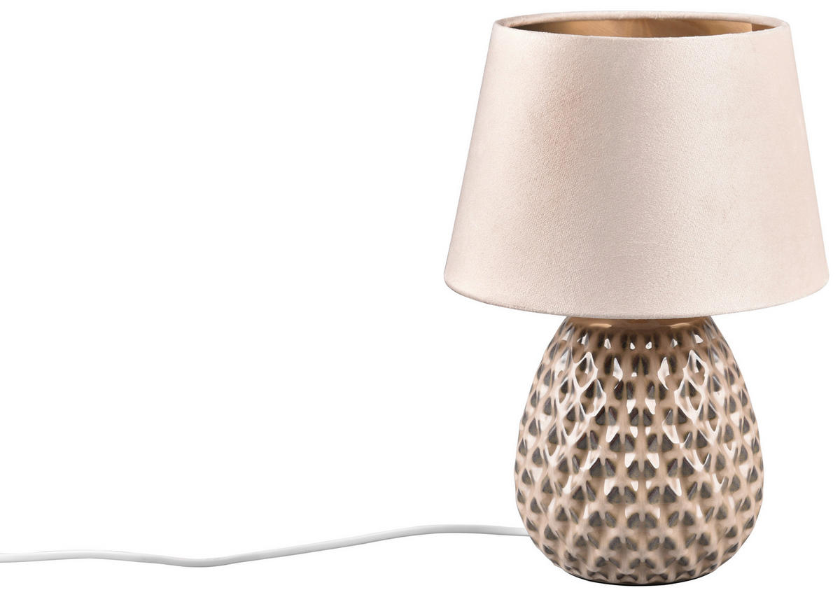 Reality Tischleuchte R51531944 Ariana beige Keramik Samt H/D: ca. 35x24 cm E27 1 Brennstellen Ariana - beige (24,00/35,00cm) - Reality