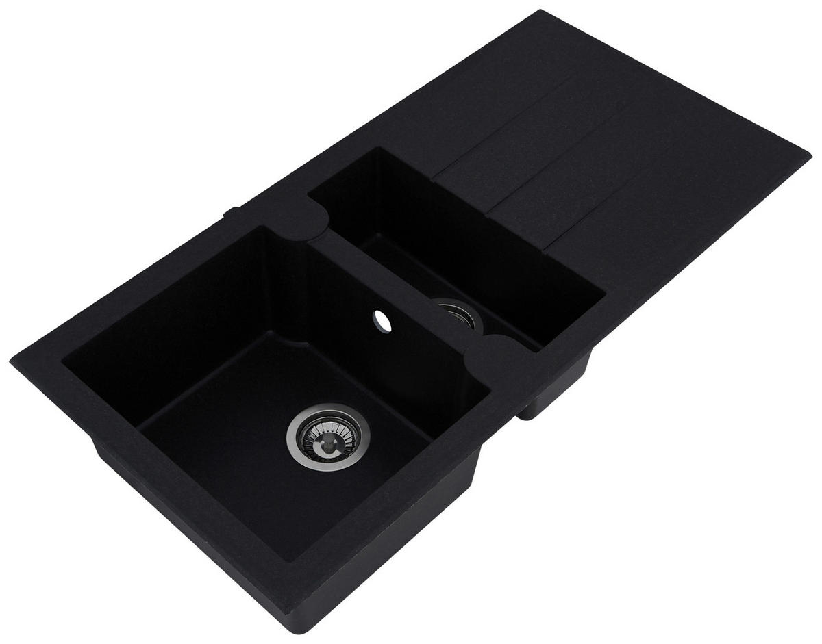 Respekta Einbauspüle Alineo 100 x 50 S schwarz Quarzolite B/H/T: ca. 100x21x50 cm Alineo 100 x 50 S - schwarz (100,00/21,00/50,00cm) - Respekta