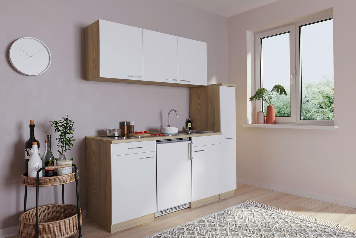 Respekta Küchenblock Economy weiß B/H/T: ca. 180x200x60 cm Economy - Eiche/weiß (180,00/200,00/60,00cm) - Respekta