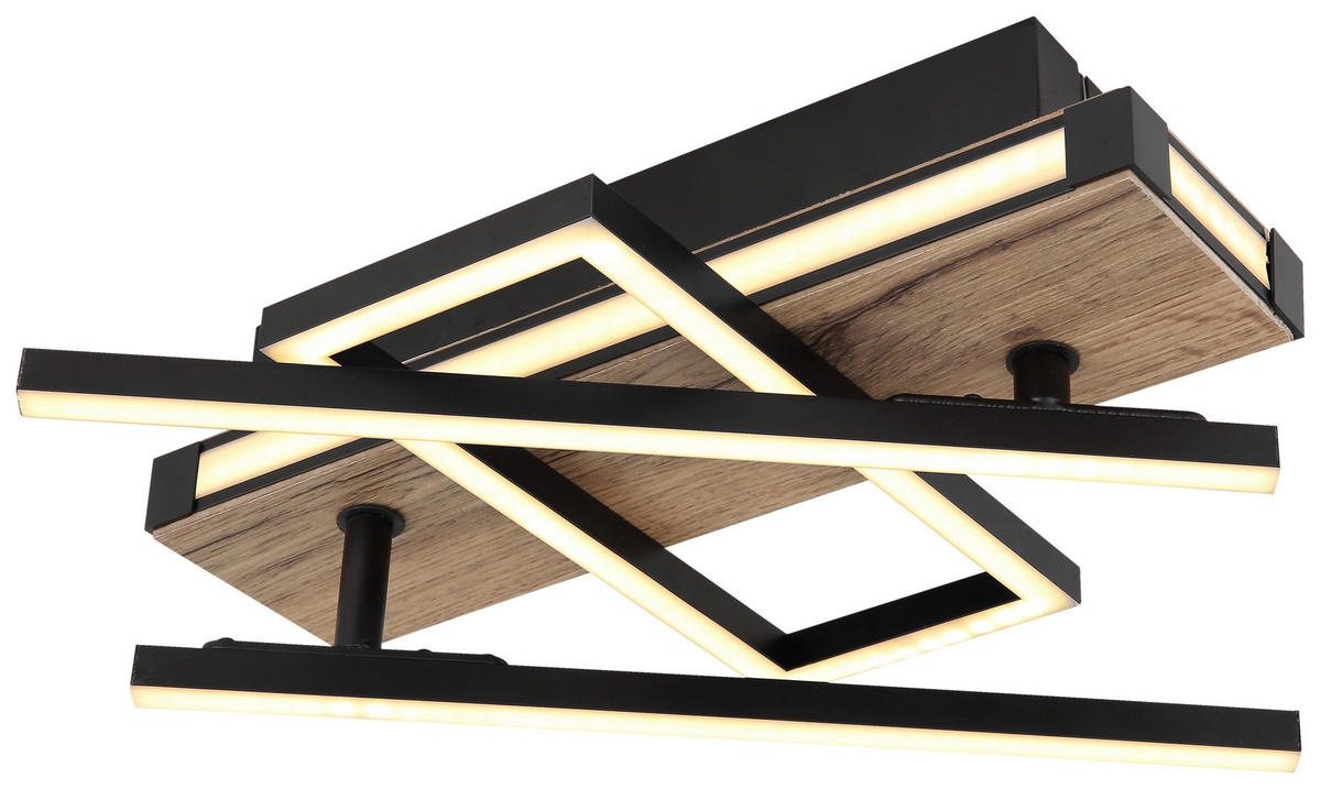 GLOBO LED-Deckenleuchte 67299D2 dunkelbraun mattschwarz Metall MDF Kunststoff B/H/T: ca. 46x12x68 cm COLLI - dunkelbraun/mattschwarz (46,00/12,00/68,00cm) - GLOBO