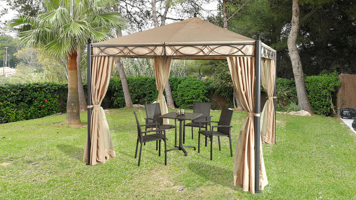 Grasekamp Pavillon Rom beige Stahl B/H/L: ca. 300x270x300 cm Rom - beige (300,00/300,00/270,00cm) - Grasekamp