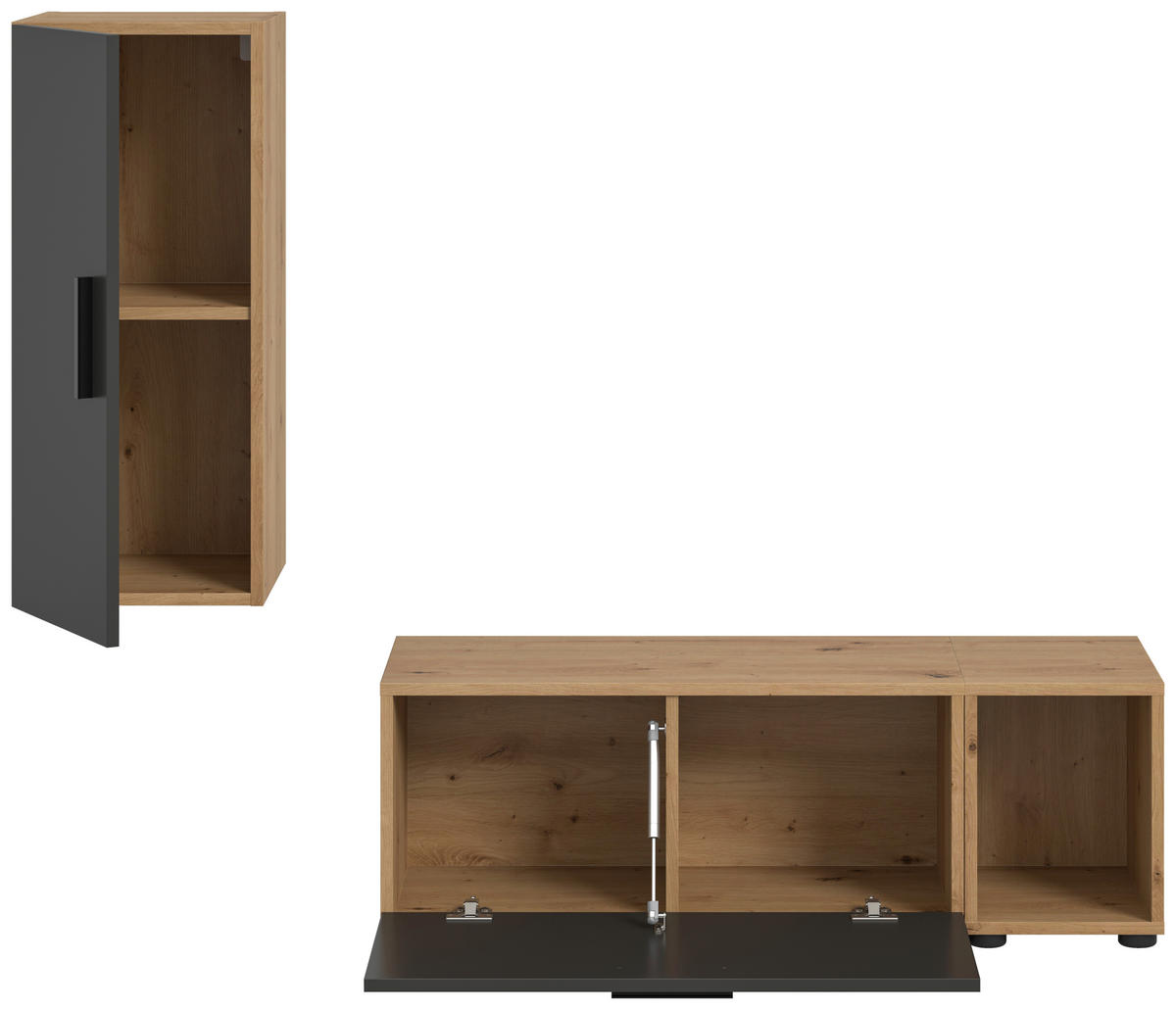 Wohnwand-Set TheOne Eiche Artisan Nachbildung anthrazit B/H/T: ca. 75x32x34 cm TheOne - Eiche/anthrazit (75,00/32,00/34,00cm)