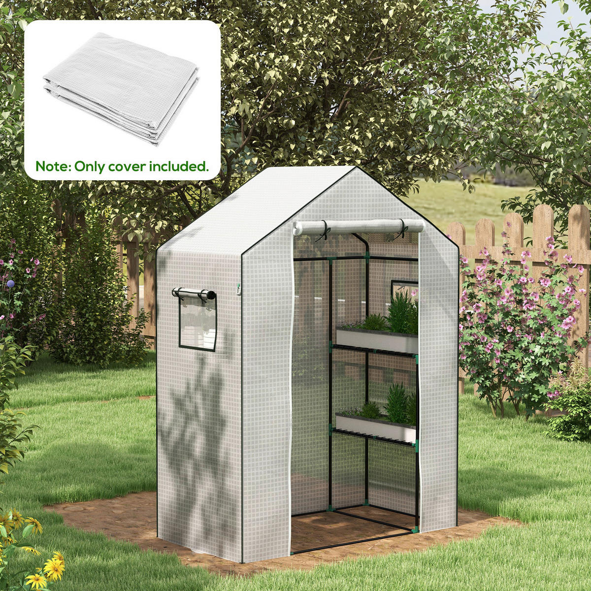 Outsunny Ersatzfolie weiß Kunststoff B/H/L: ca. 73x190x140 cm Ersatzfolie - weiß (140,00/73,00/190,00cm) - Outsunny
