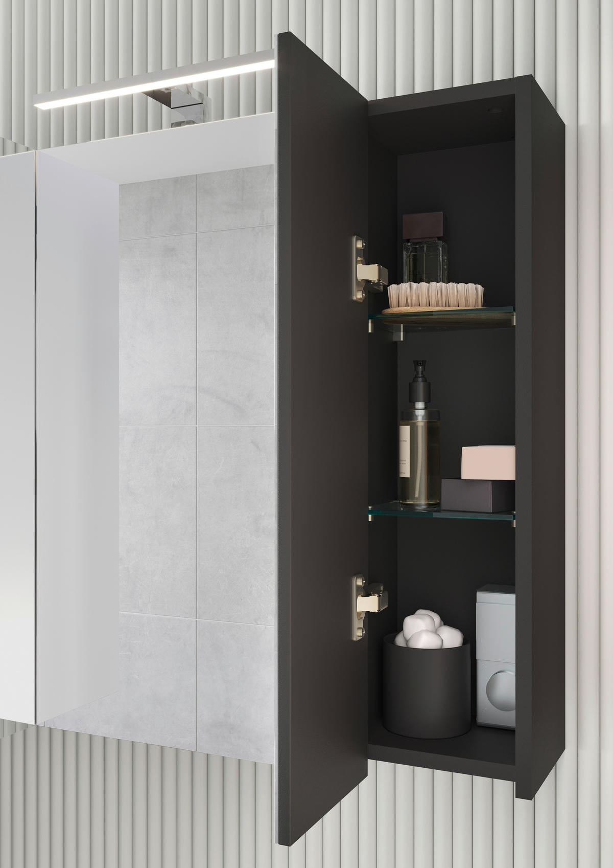 Spiegelschrank 2754-547 Graphit B/H/T: ca. 76x71x23 cm 2754-547 - Graphit (76,00/71,00/23,00cm) - Germania