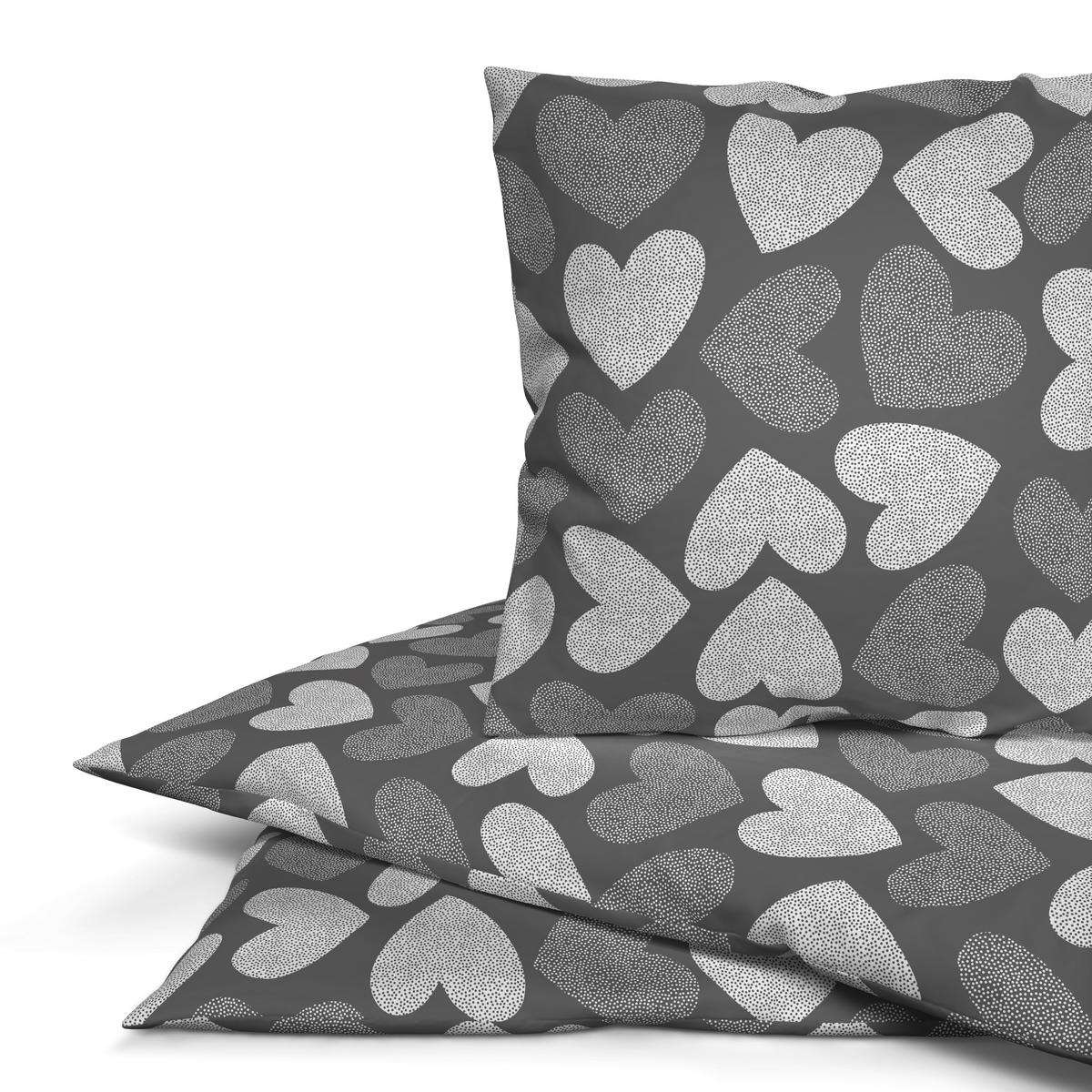 Microfaser Bettwäsche Fleece Bettwäsche_Fleece Herzen 135x200cm - grau (135,00/200,00cm)