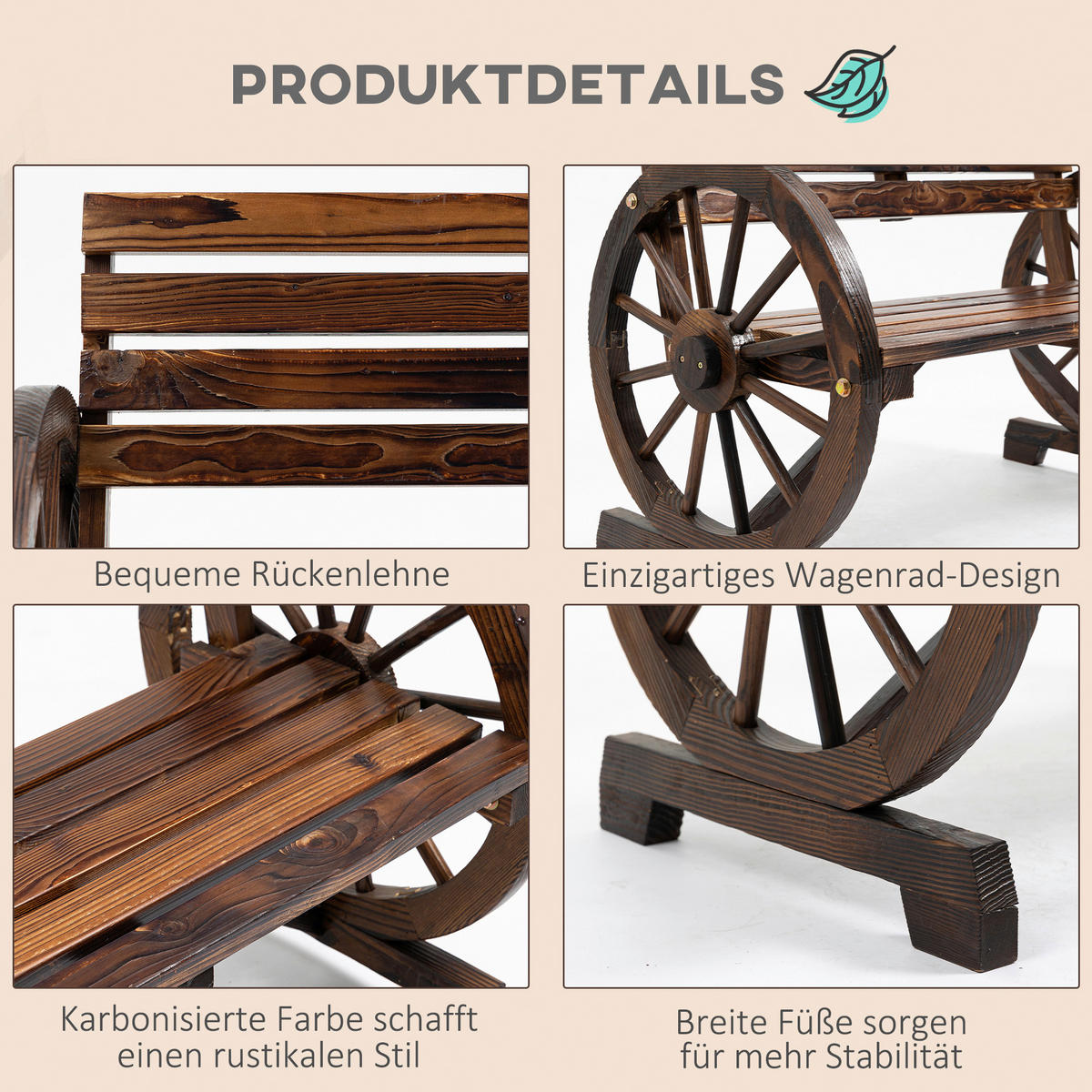Outsunny Gartenbank Gartenbank - grau (105,50/56,00/79,00cm) - Outsunny