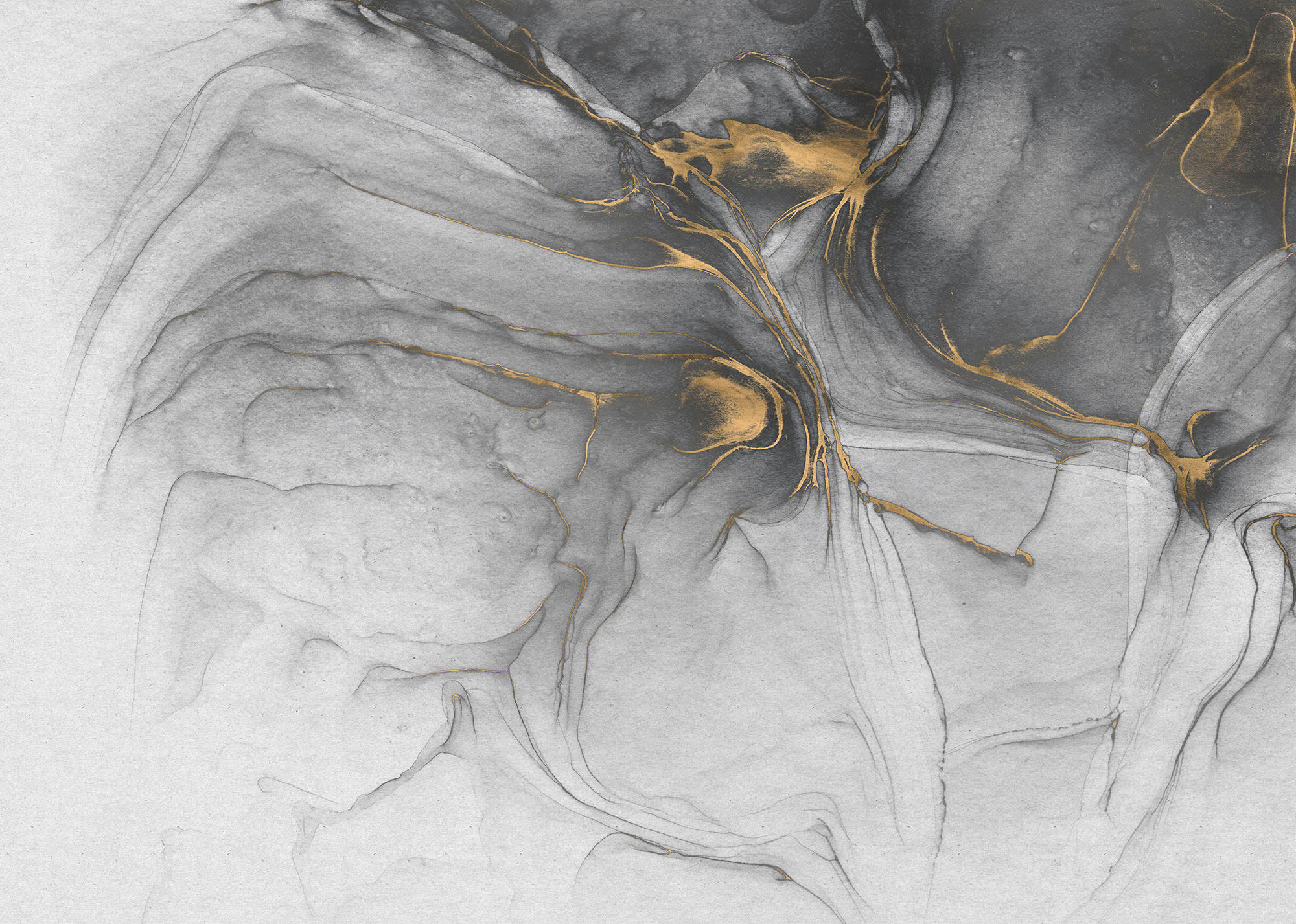 Komar Fototapete Ink Gold Flow B/L: ca. 350x250 cm Ink Gold Flow - (350,00/250,00cm) - Komar