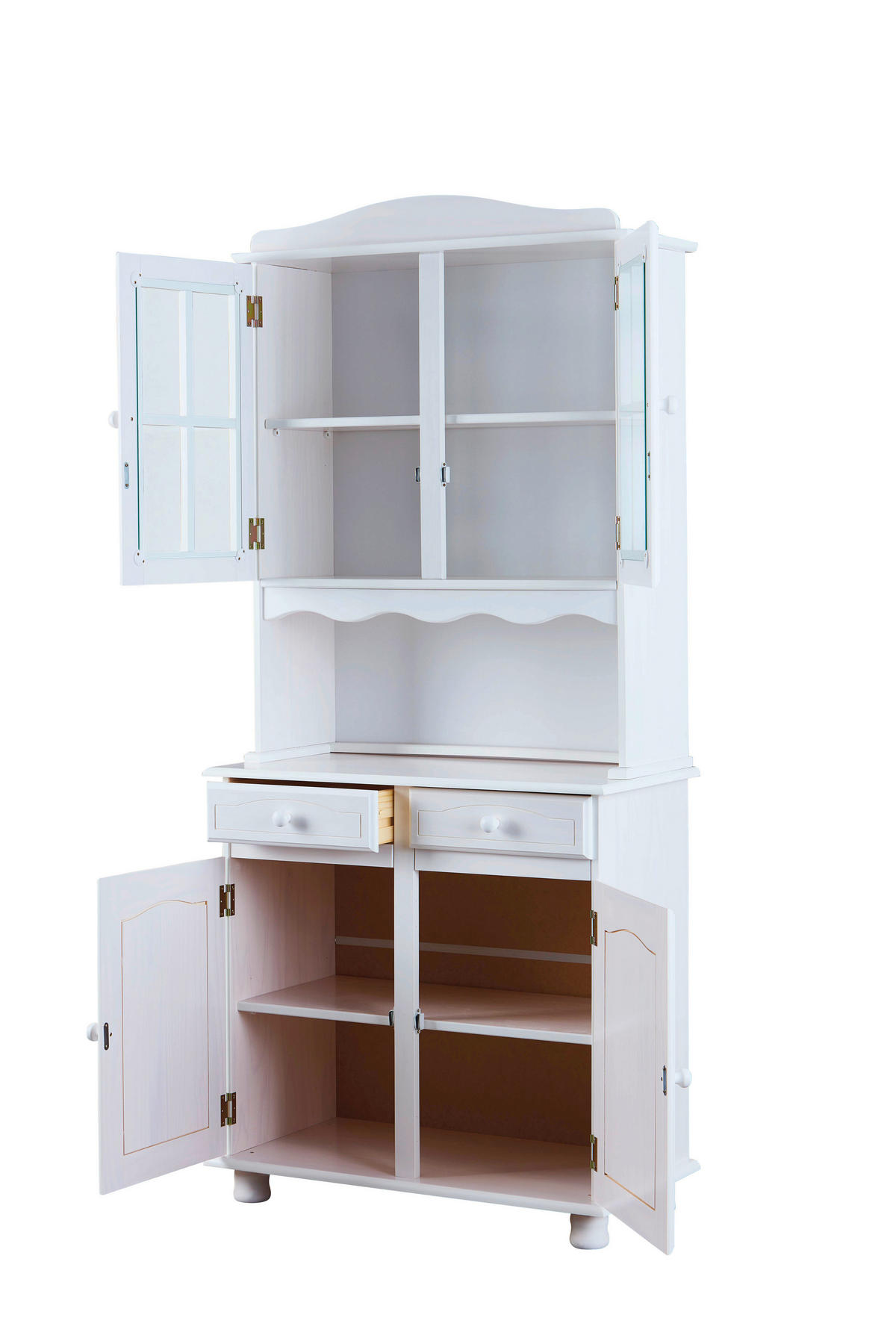 Vitrine Valencia weiß lackiert Kiefer B/H/T: ca. 88x198x43 cm Valencia - weiß (88,00/198,00/43,00cm) - Inter Link