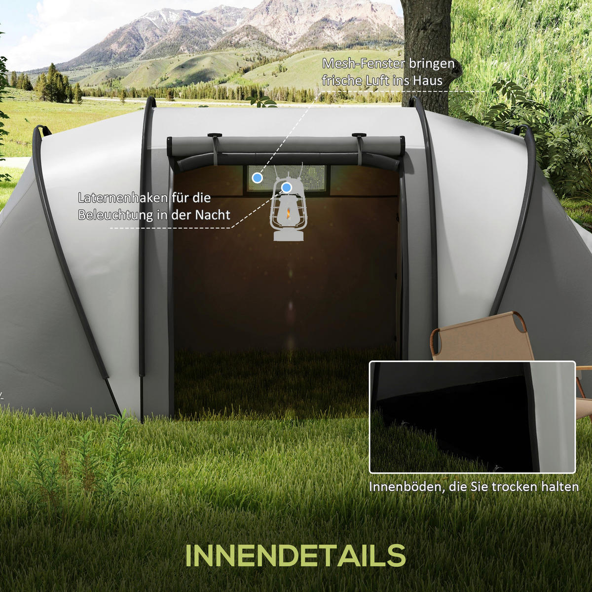 Outsunny Tunnelzelt B/H/L: ca. 220x180x450 cm Tunnelzelt - grau (450,00/220,00/180,00cm) - Outsunny