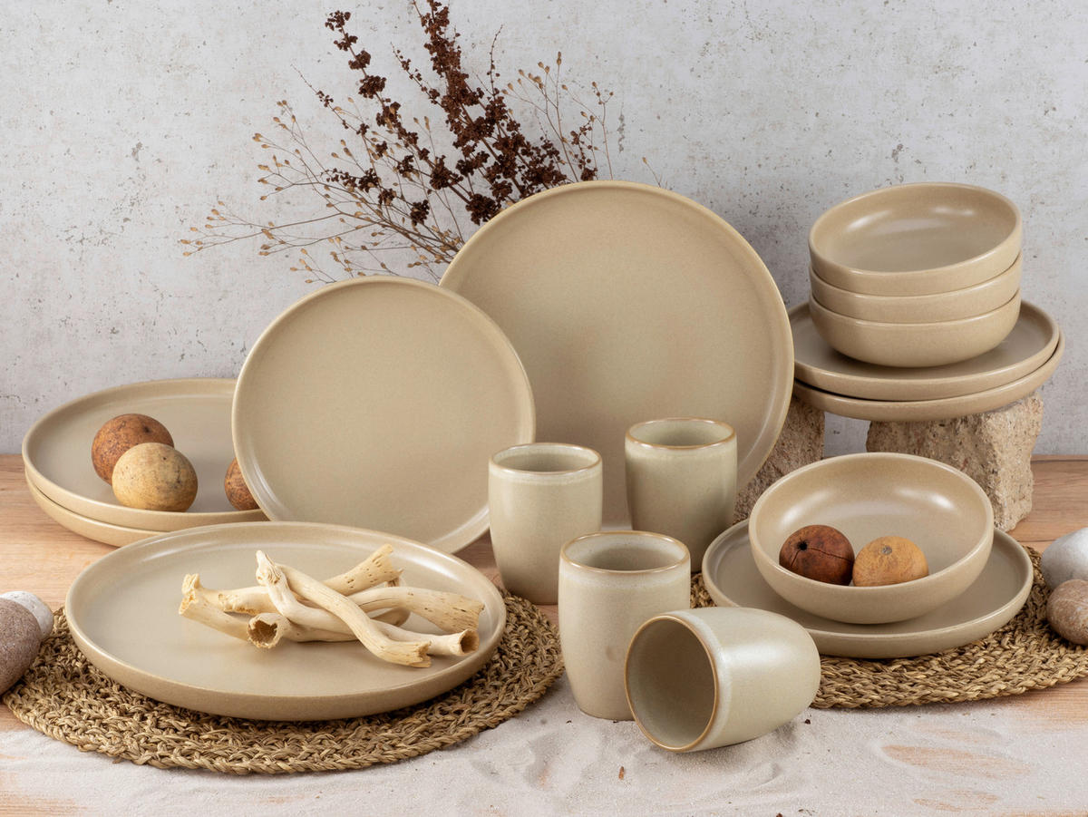 CreaTable Kombiservice Uno sand Steinzeug 16 tlg. Uno - sand - CreaTable
