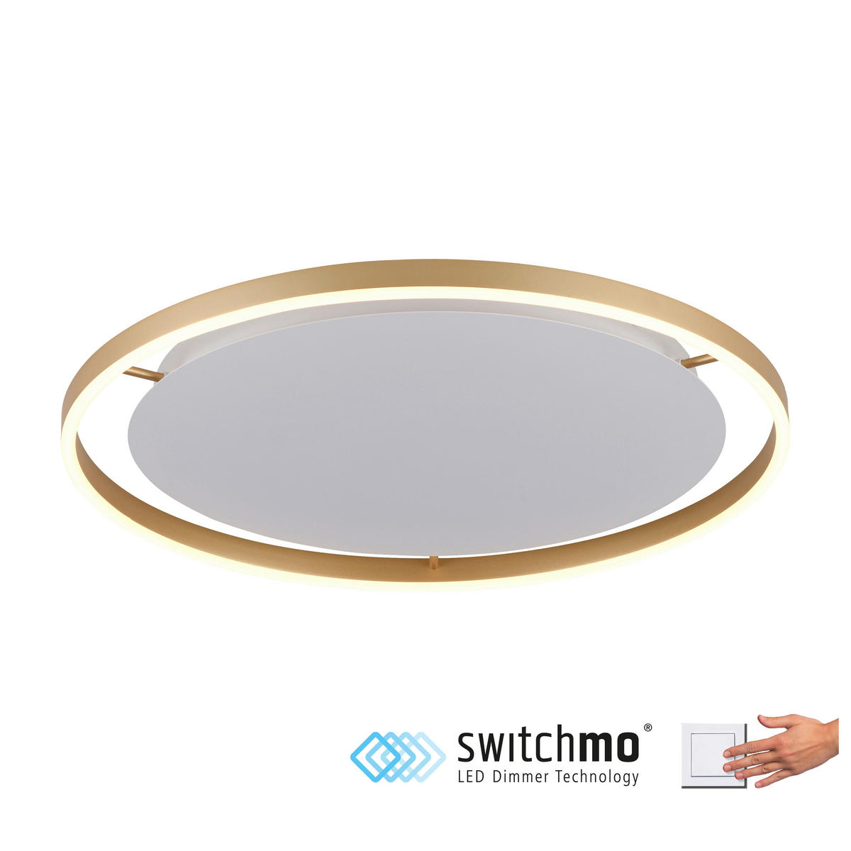 Just Light LED-Deckenleuchte RITUS 15392-60 messing weiß Metall H/D: ca. 5,3x58,5 cm 1 Brennstellen RITUS - messing/weiß (58,50/5,30cm) - Just Light