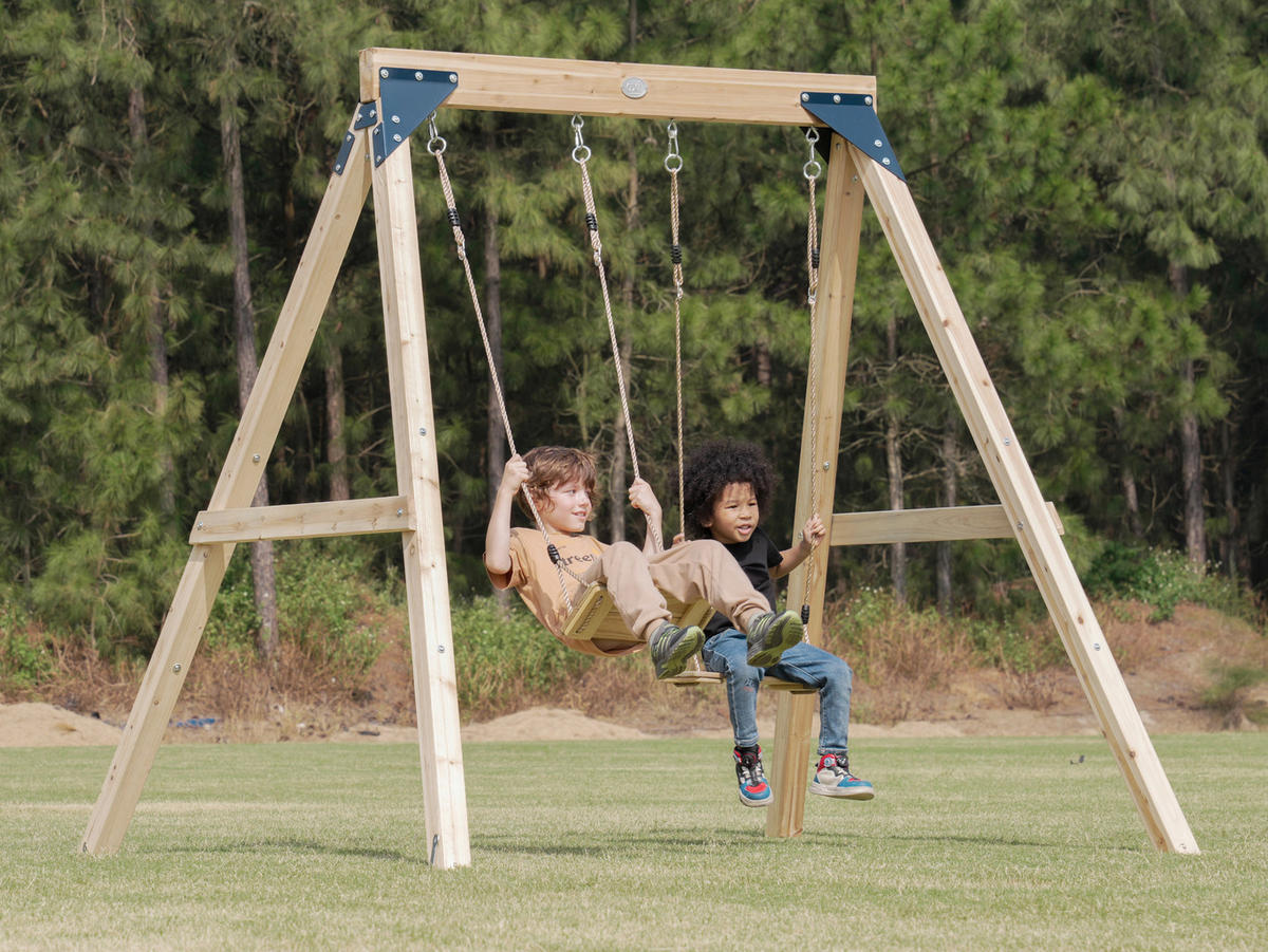 AXI Doppelschaukel Yuna braun B/H/L: ca. 224x208x186 cm Yuna - blau/braun (186,00/224,00/208,00cm) - AXI