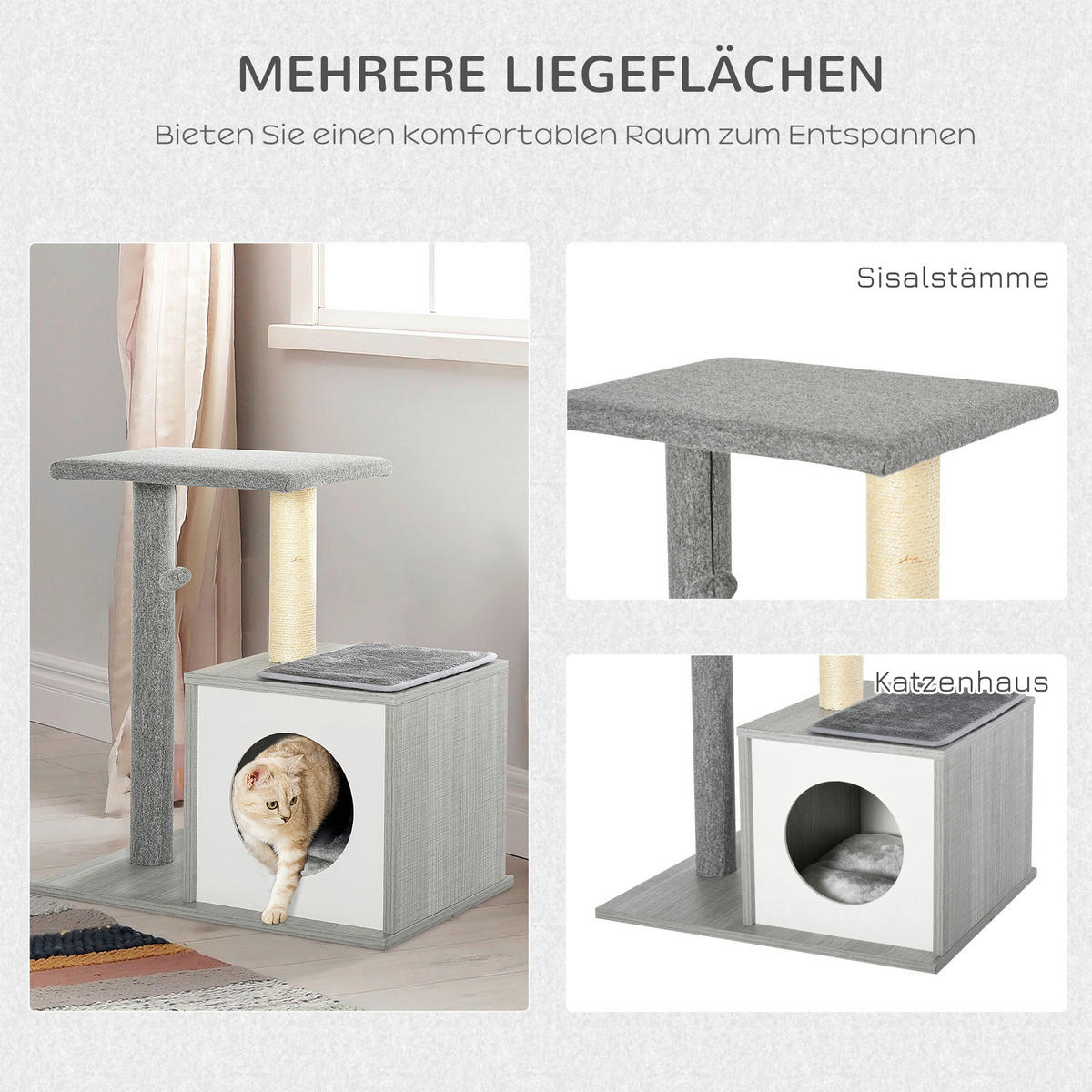 PawHut Kratzbaum grau Polyester B/H/L: ca. 59x62x39 cm Kratzbaum - grau (39,00/59,00/62,00cm) - PawHut