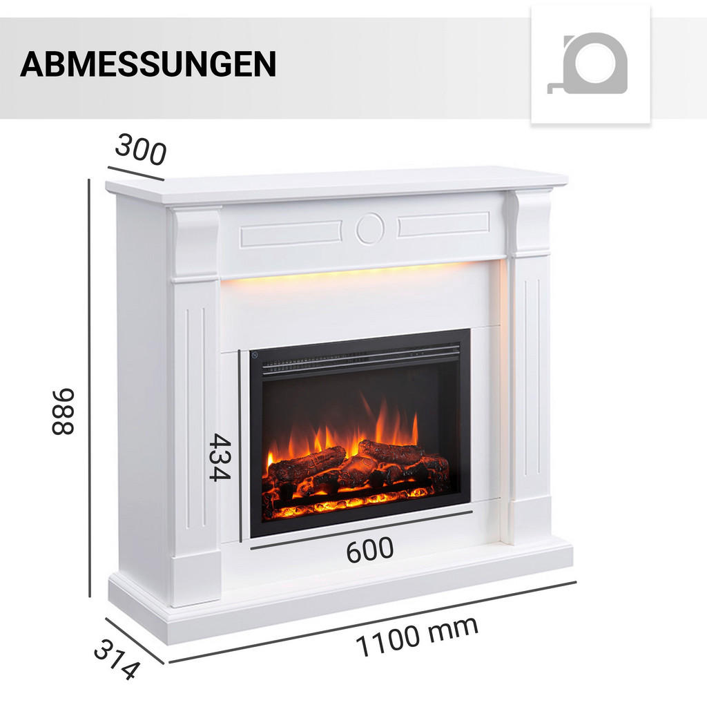Thumbnail - Balderia Elektrischer-Kamin Hikaru EF61D-MT119C weiß B/H/T: ca. 110x99x31 cm ca. 2000 W