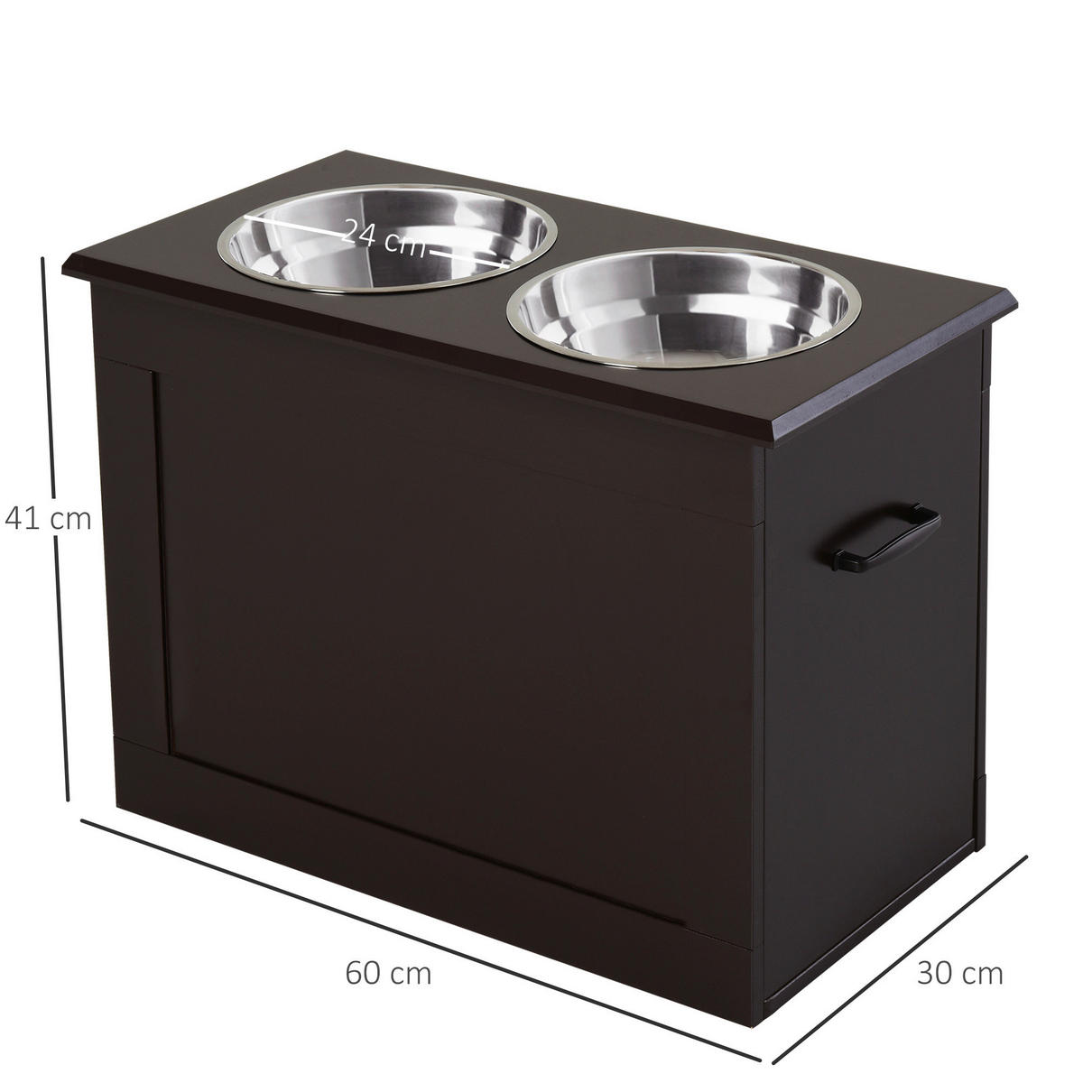 PawHut Futternapf braun MDF B/H/L: ca. 60x41x30 cm Futternapf - braun (30,00/60,00/41,00cm) - PawHut