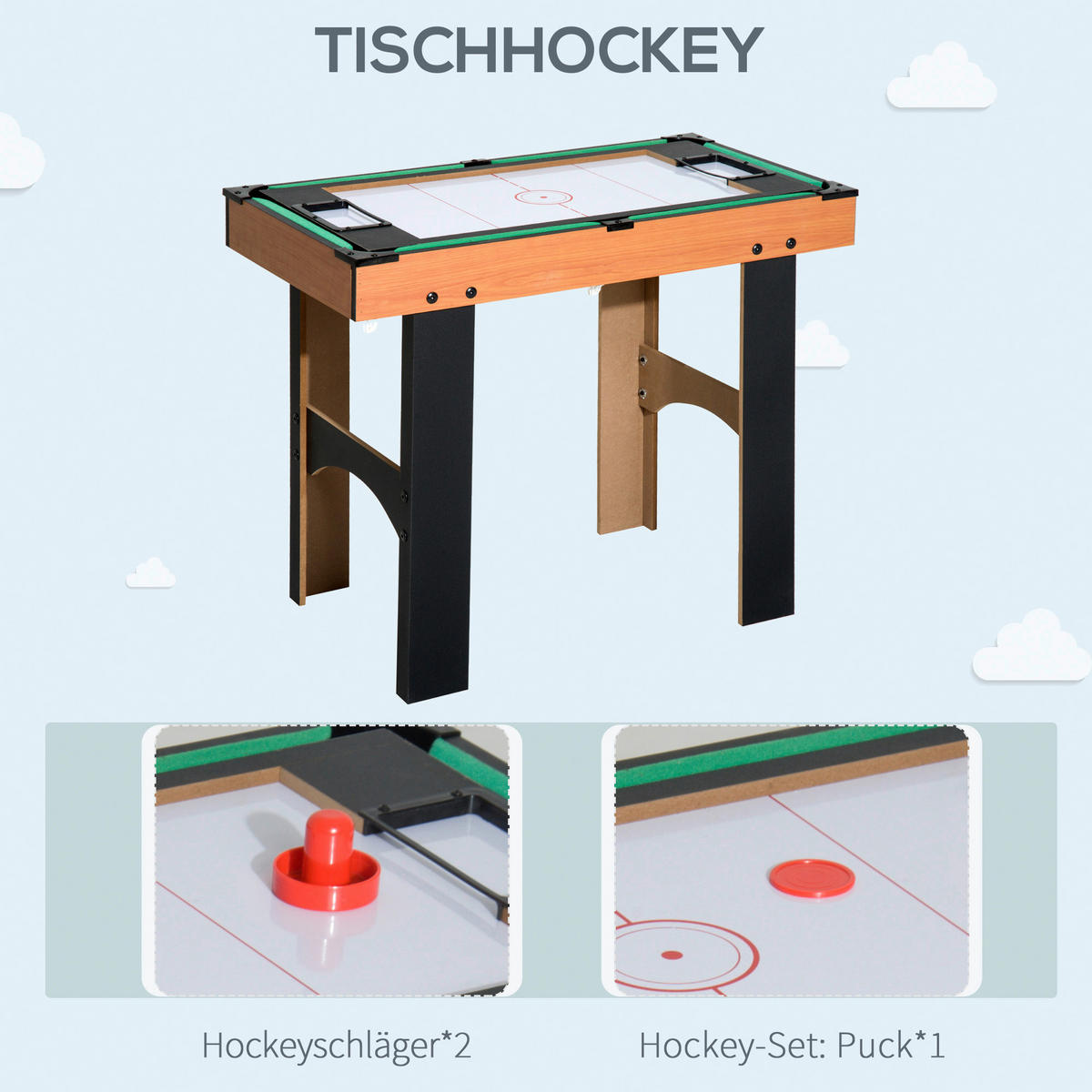 HOMCOM Multispieltisch schwarz MDF B/H/L: ca. 43x73x87 cm Multispieltisch - natur/schwarz (87,00/43,00/73,00cm) - HOMCOM