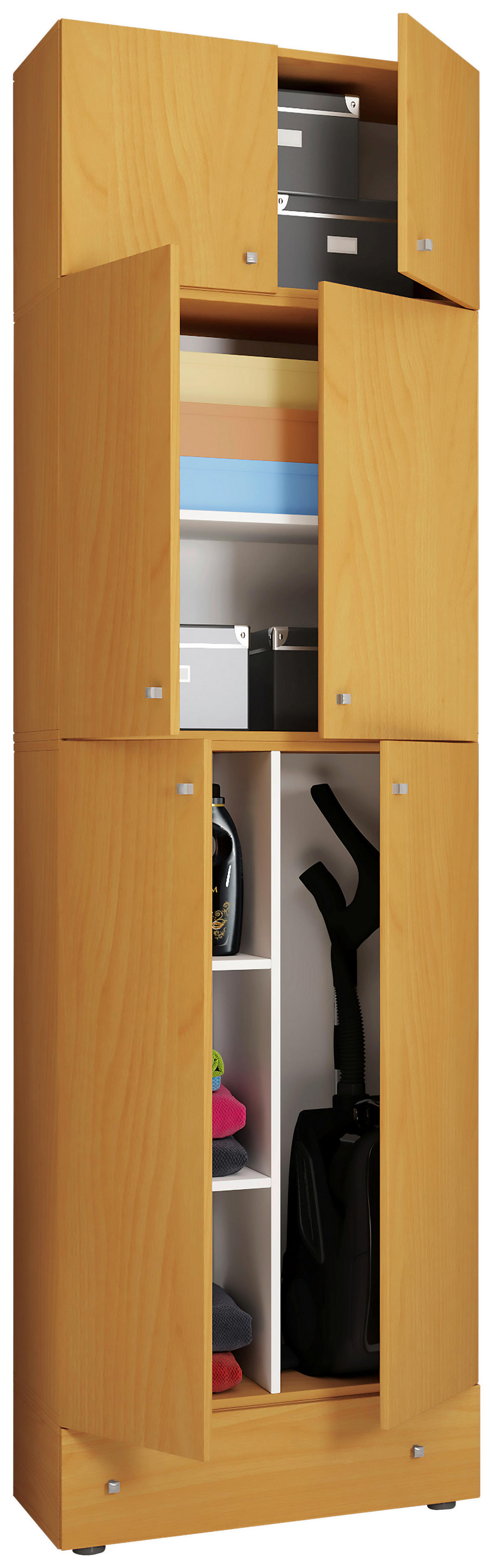 Putzschrank Lona buche Nachbildung weiß B/H/T: ca. 70x240x39 cm Lona - weiß/buche (70,00/240,00/39,00cm) - VCM Möbel