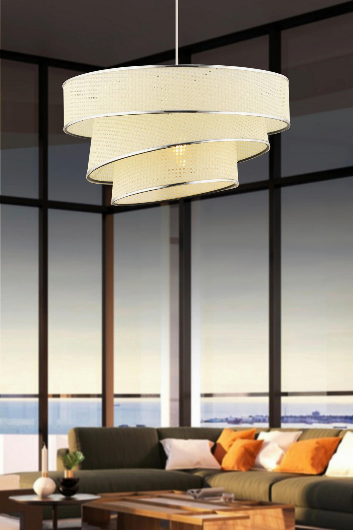 Opviq Pendelleuchte weiß silber Baumwolle Metall B/H/L: ca. 40x72x40 cm E27 1 Brennstellen Couper Hazeran - weiß/silber (40,00/40,00/72,00cm) - Opviq