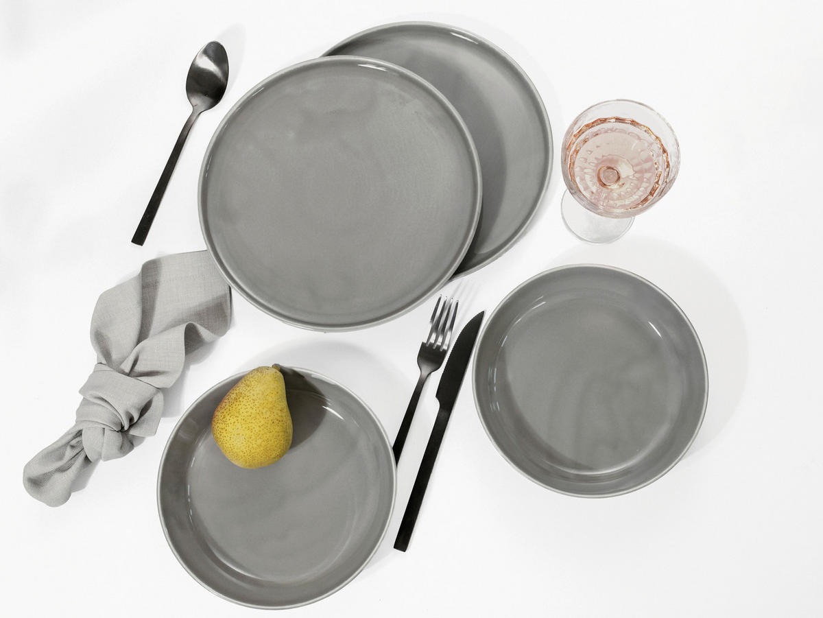 CreaTable Tafelservice Chef Collection grau Porzellan 12 tlg. Chef Collection - grau - CreaTable