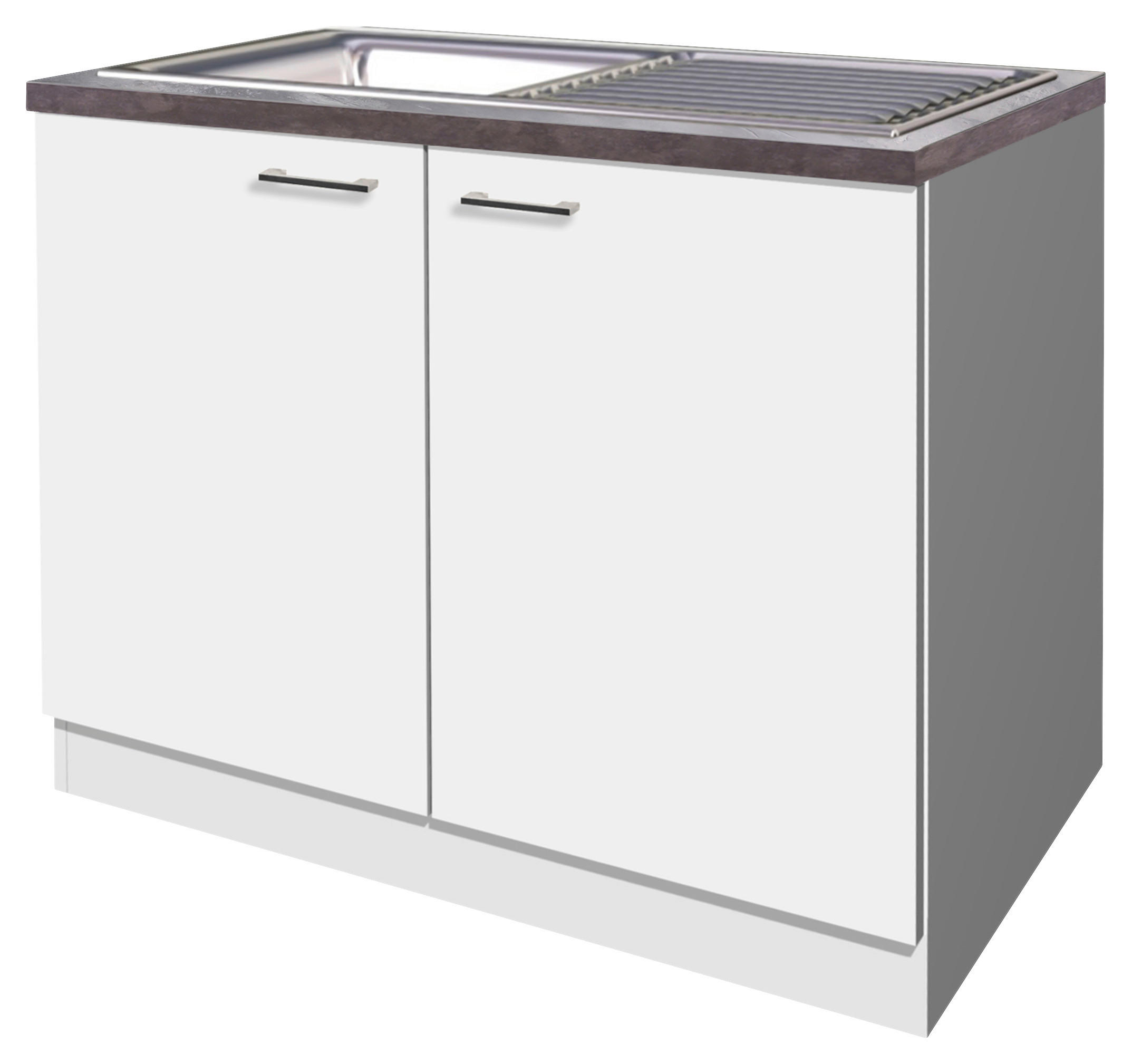 Spülenschrank Lucca weiß matt B/H/T: ca. 100x85x60 cm Lucca - Eiche/weiß (100,00/85,00/60,00cm) - Flex-Well