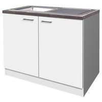 Spülenschrank Lucca weiß matt B/H/T: ca. 100x85x60 cm Lucca - Eiche/weiß (100,00/85,00/60,00cm) - Flex-Well