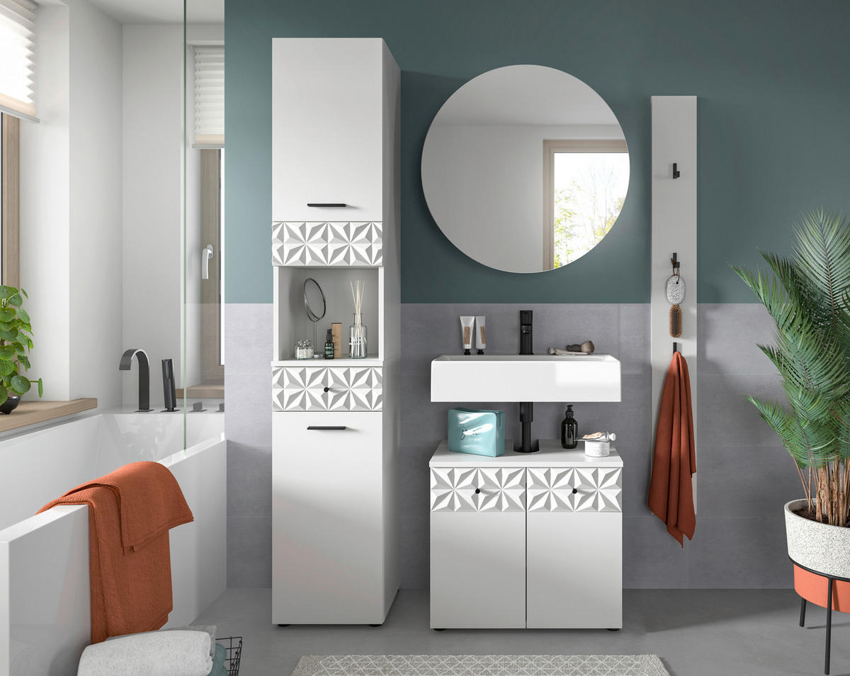 Badezimmer-Set Prisma weiß B/H/T: ca. 91x187x37 cm Prisma - weiß (91,00/187,00/37,00cm) - xonox.home