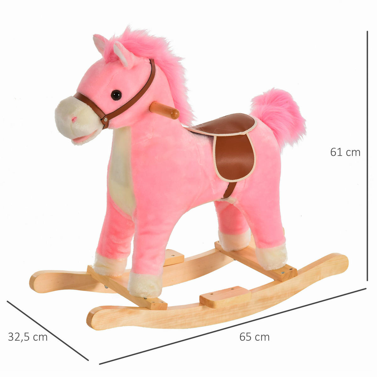 HOMCOM Kinder-Schaukelpferd B/H/L: ca. 32,5x61x65 cm Kinder_Schaukelpferd - rosa (65,00/32,50/61,00cm) - HOMCOM