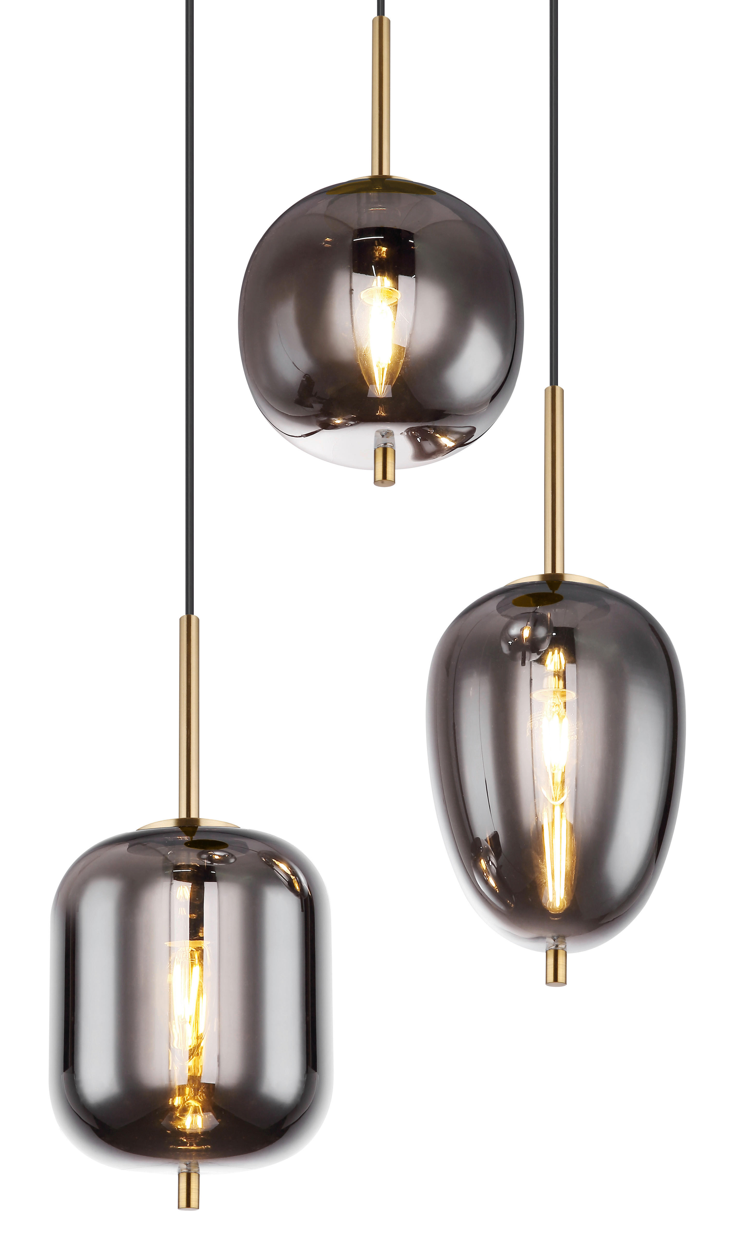 GLOBO Pendelleuchte messing Metall Glas H/D: ca. 120x46 cm 3.0 Brennstellen 15345-3MM - messing (46,00/120,00cm) - GLOBO