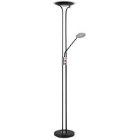 GLOBO Deckenfluter mattschwarz Chrom Satiniert Glas Metall H/D: ca. 180x30 cm 2 Brennstellen Tamika - Satiniert/Chrom (30,00/180,00cm) - GLOBO