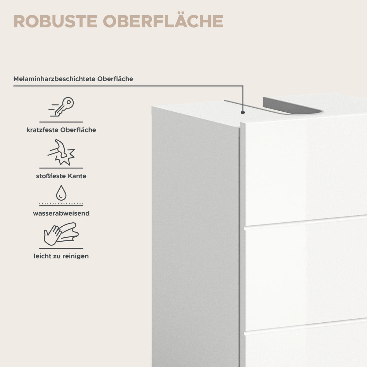 Badezimmer-Set VIRA weiß weiß Hochglanz B/H/T: ca. 91x190x34 cm VIRA - weiß (91,00/190,00/34,00cm) - xonox.home