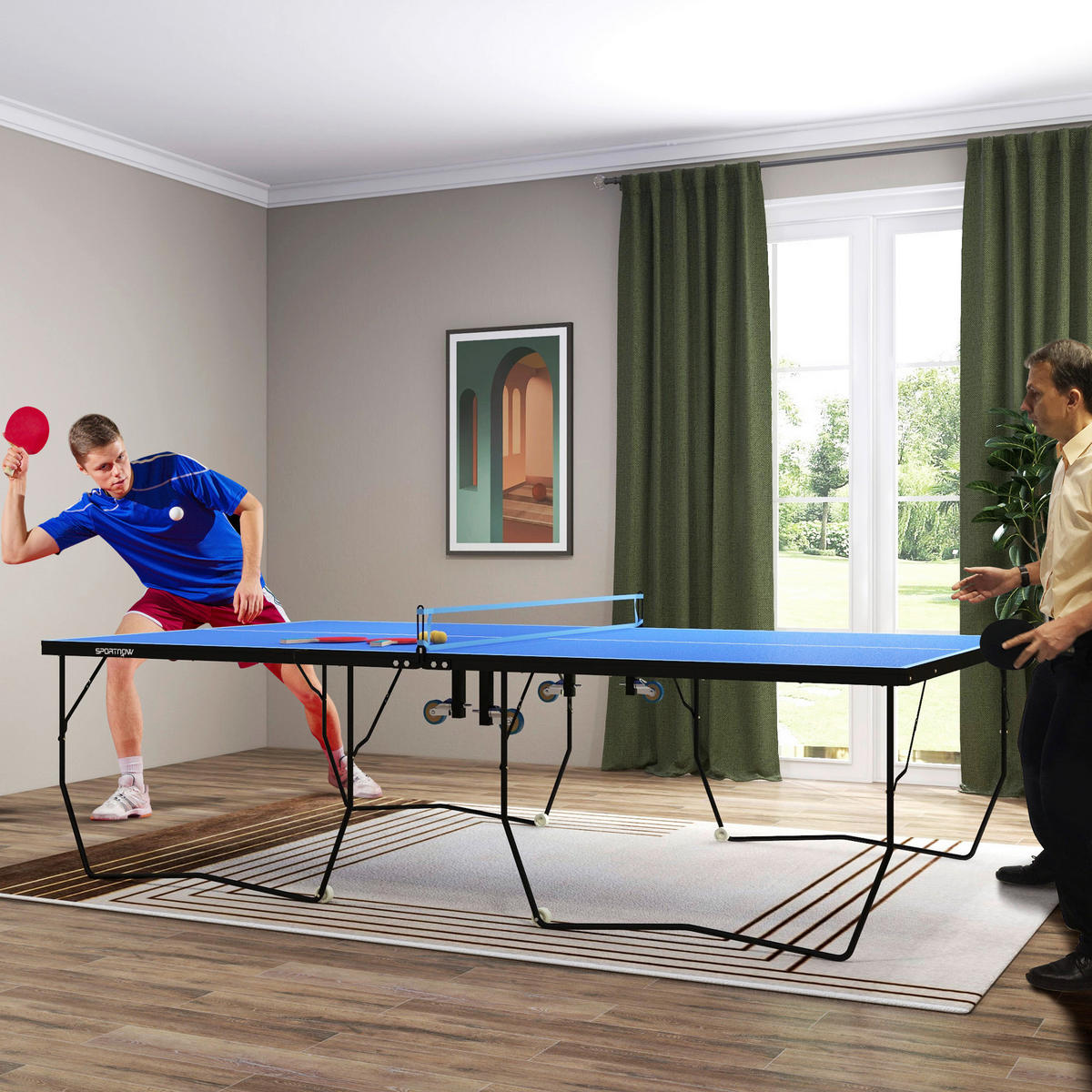 SPORTNOW Tischtennisplatte blau Stahl B/H/L: ca. 152,5x76x274 cm Tischtennisplatte - blau (274,00/152,50/76,00cm) - SPORTNOW