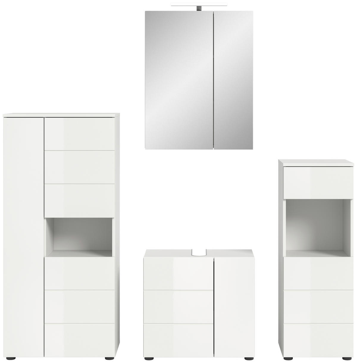 Badezimmer-Set VIRA weiß weiß Hochglanz B/H/T: ca. 188x190x34 cm VIRA - weiß (188,00/190,00/34,00cm) - xonox.home