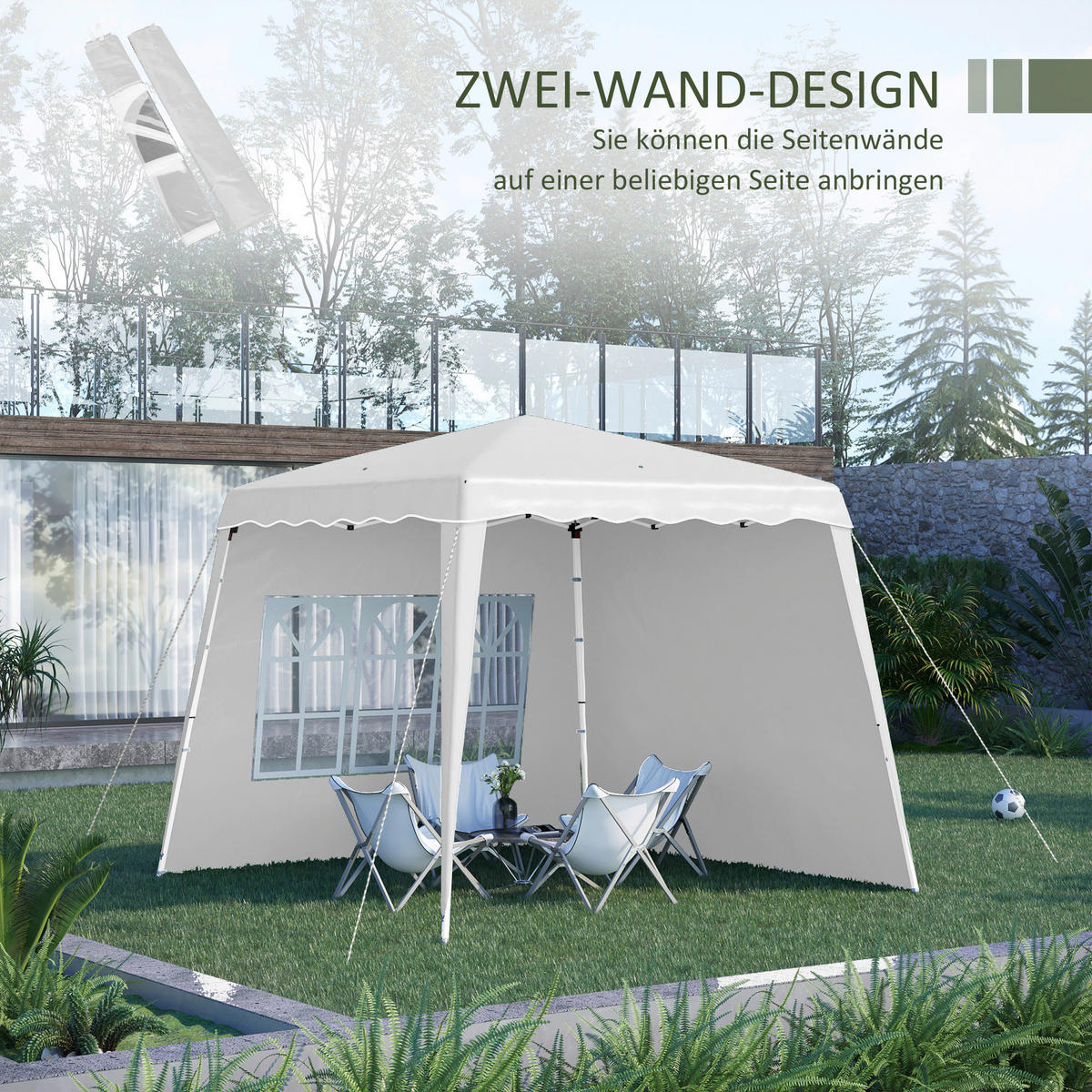 Outsunny Pavillon weiß Edelstahl B/H/L: ca. 240x240x250 cm Pavillon - weiß (250,00/240,00/240,00cm) - Outsunny