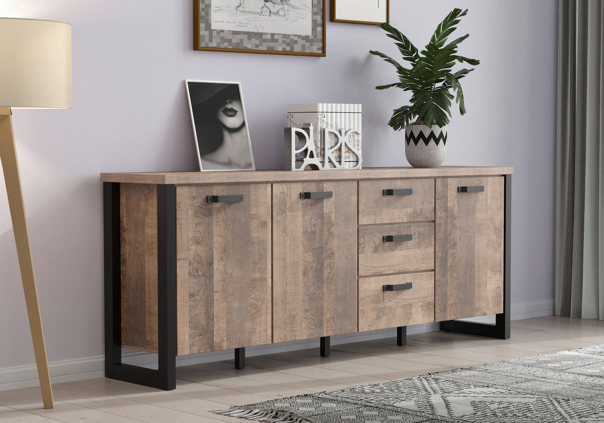 Sideboard Emile Eiche Tabak Nachbildung B/H/T: ca. 214x86x45 cm Emile - Eiche (214,00/86,00/45,00cm) - Trendteam