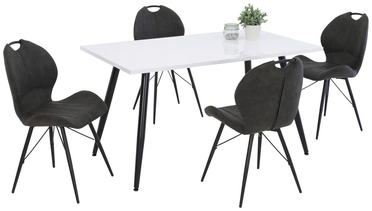 Esstisch ANIKA weiß Lack Hochglanz schwarz pulverbeschichtet Lack Hochglanz B/H/T: ca. 140x76x80 cm ANIKA - weiß/schwarz (140,00/76,00/80,00cm) - Hela