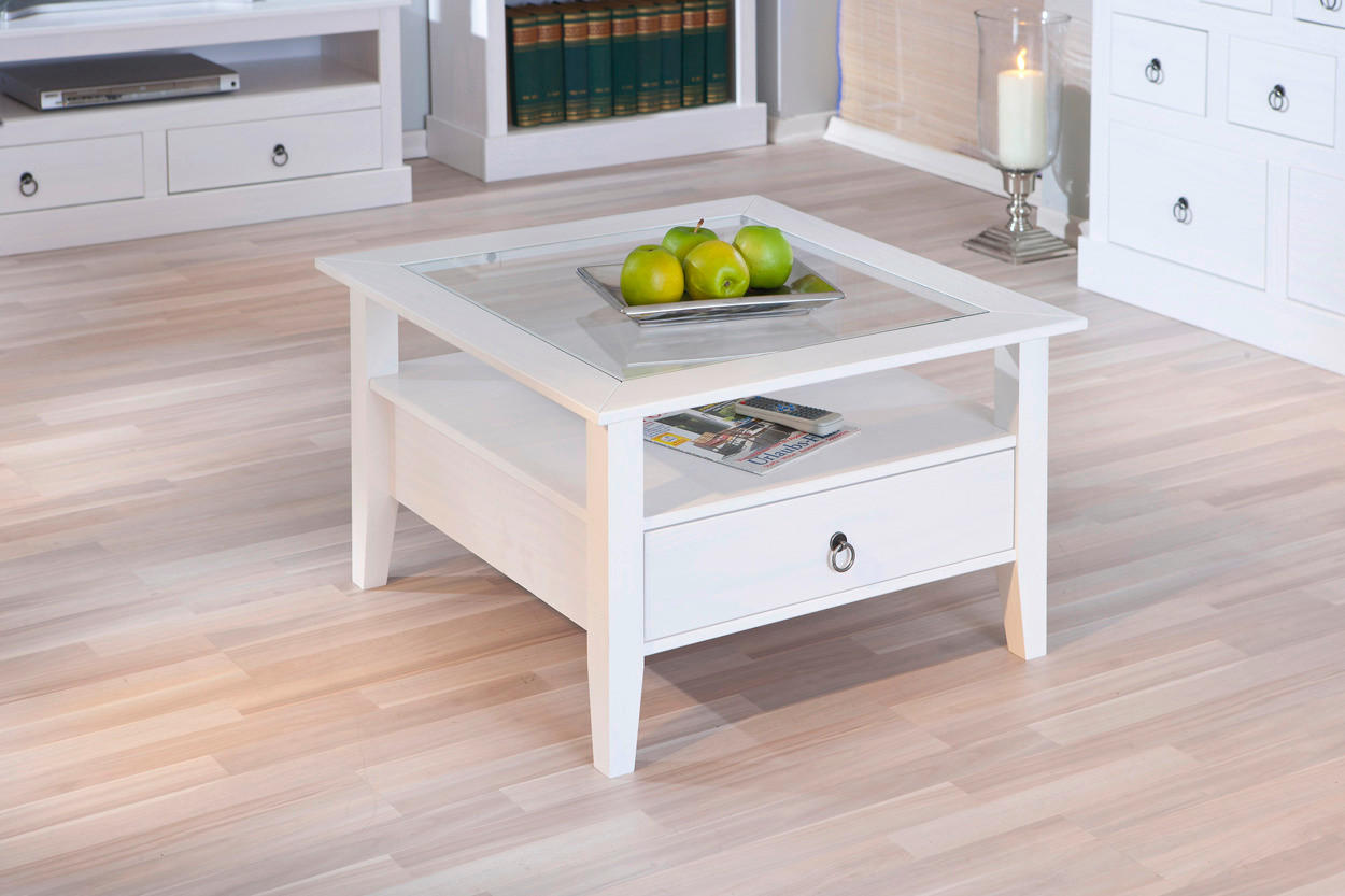 Couchtisch Provence weiß lackiert B/H/T: ca. 75x45x75 cm Provence - weiß (75,00/45,00/75,00cm) - Inter Link