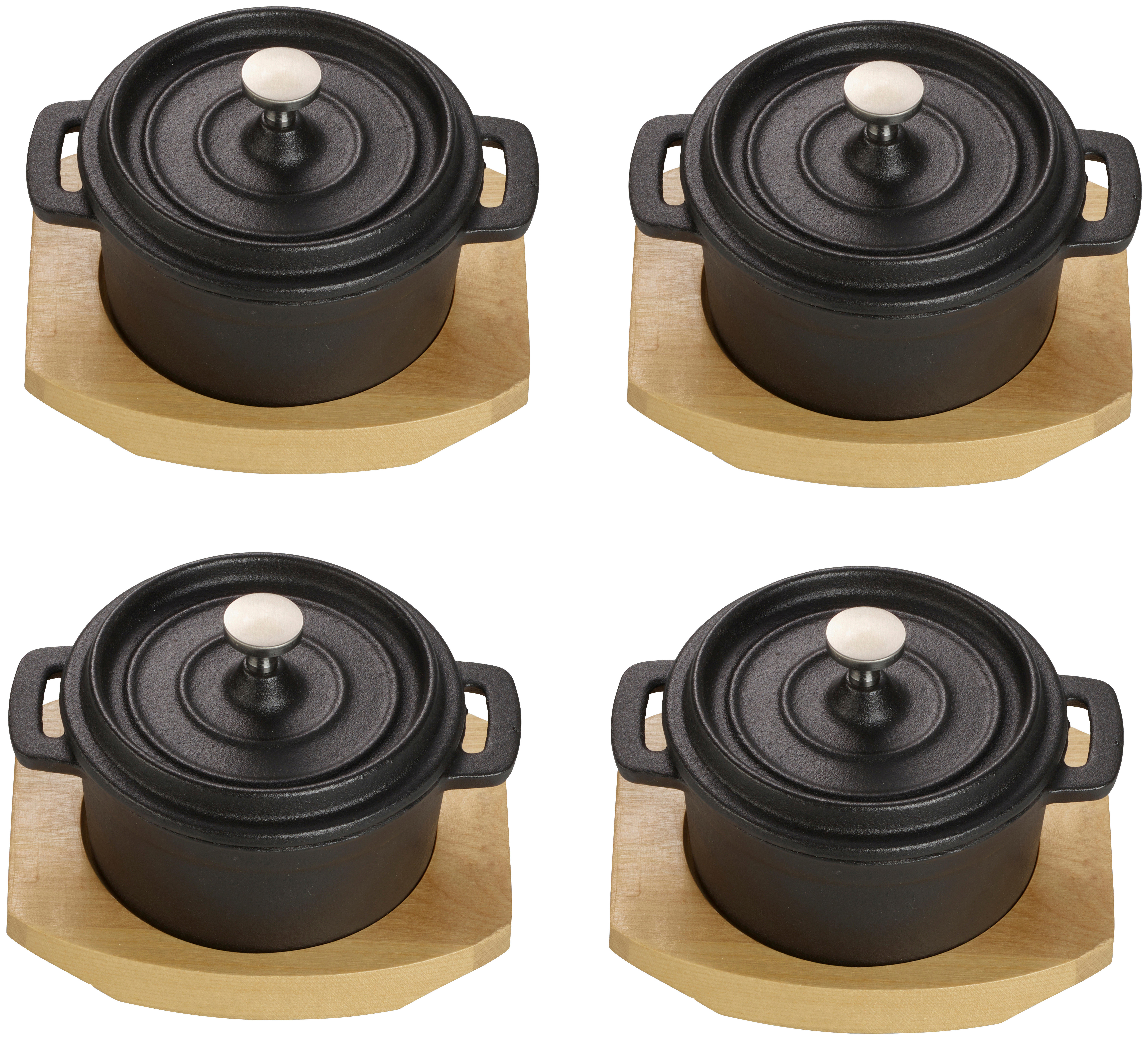 ECHTWERK Mini-Kochtopfset schwarz Eisen B/H/L: ca. 13x9,5x13 cm Kochtopfset_Mini_4tlg. - schwarz (13,00/13,00/9,50cm) - ECHTWERK