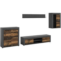 Wohnwand Jam Matera Nachbildung Old Wood Nachbildung B/H/T: ca. 169x330x35 cm Jam - (169,00/330,00/35,00cm) - xonox.home