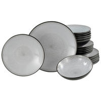 CreaTable Tafelservice Malmö grau Steinzeug 18 tlg. Malmö - schwarz/grau - CreaTable