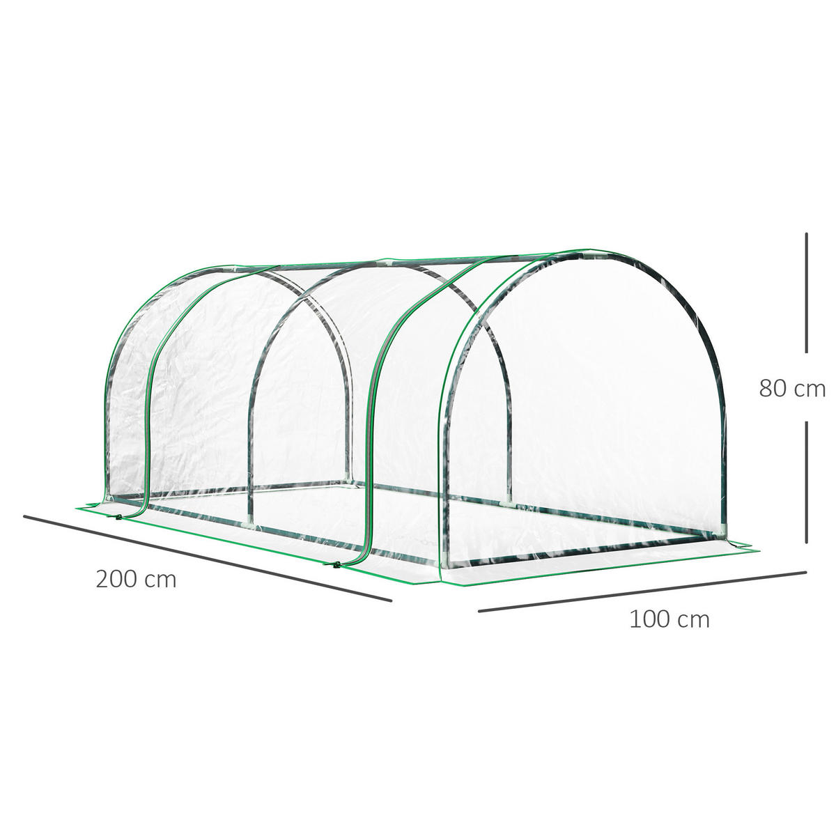 Outsunny Gewächshaus B/H/L: ca. 100x80x200 cm Gewächshaus - grün/transparent (200,00/100,00/80,00cm) - Outsunny