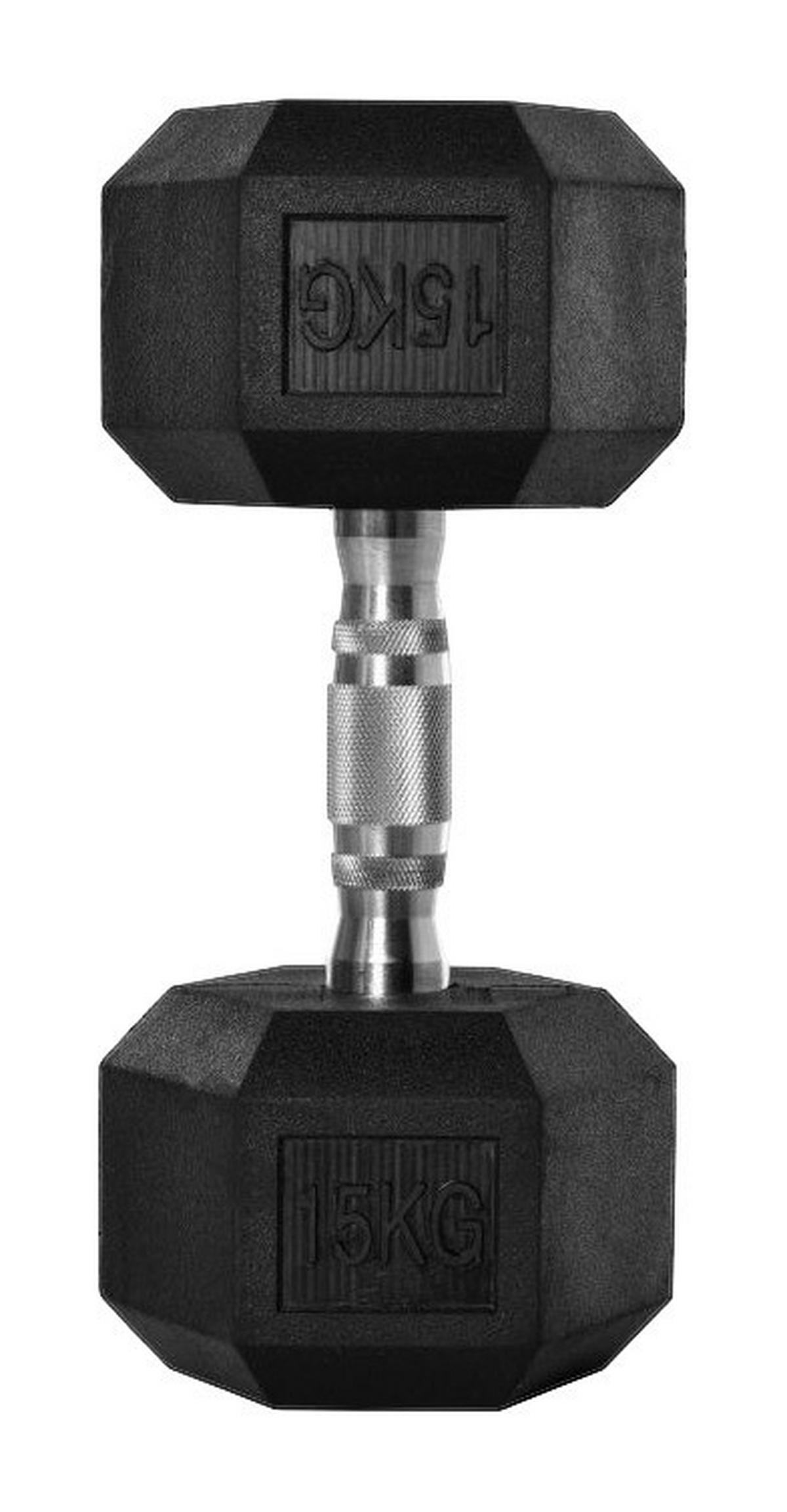 HOMCOM Kurzhantel schwarz Gummi B/H/T: ca. 15,5x10,4x15,5 cm Kurzhantel - schwarz/silber (15,50/10,40/15,50cm) - HOMCOM