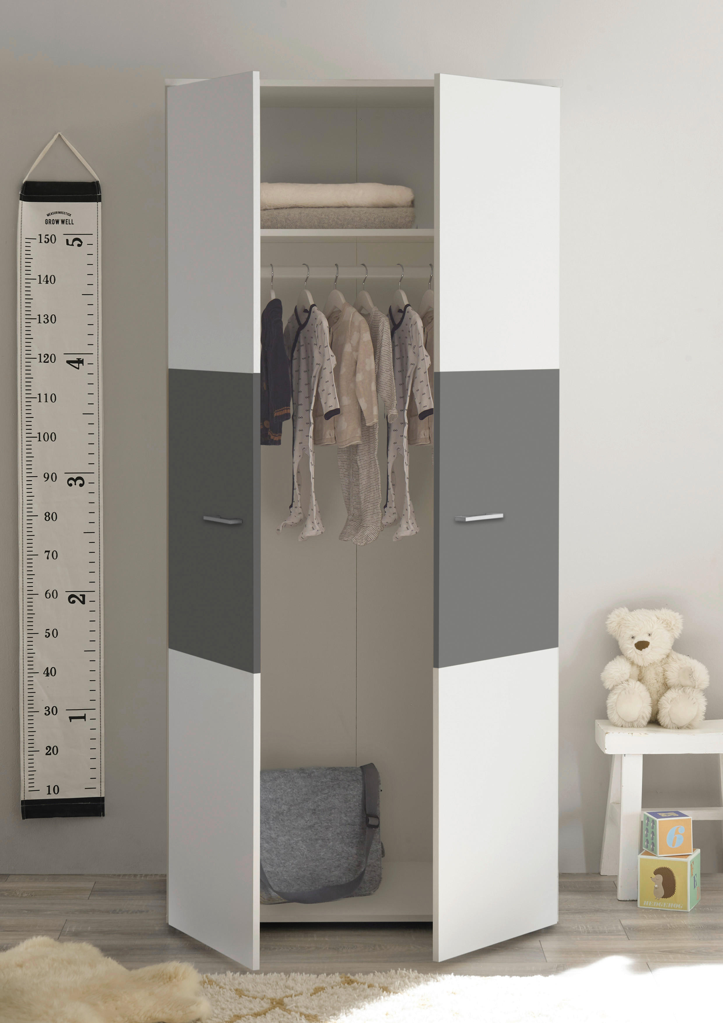 Thumbnail - Kleiderschrank Alex weiß Graphit B/H/T: ca. 90x195x60 cm