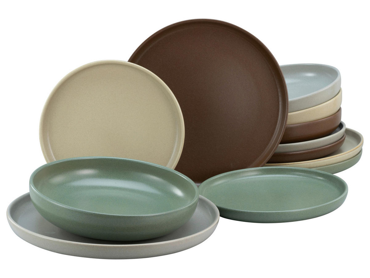 CreaTable Tafelservice uno NATURAL multicolor Steinzeug 12 tlg. uno NATURAL - multicolor - CreaTable