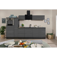 Respekta Küchenblock Amanda grau Hochglanz B/H/T: ca. 300x200x60 cm Amanda - grau (300,00/200,00/60,00cm) - Respekta