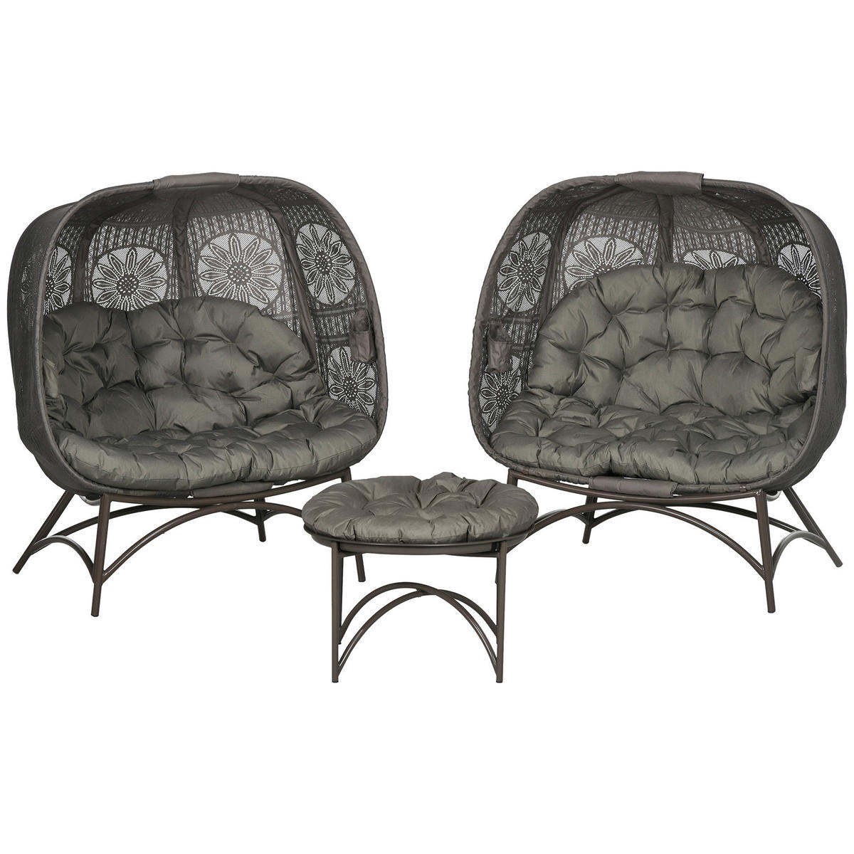 Outsunny Gartenstuhl sand Polypropylen B/H/L: ca. 75x126x142 cm Gartenstuhl-Set - sand (142,00/75,00/126,00cm) - Outsunny