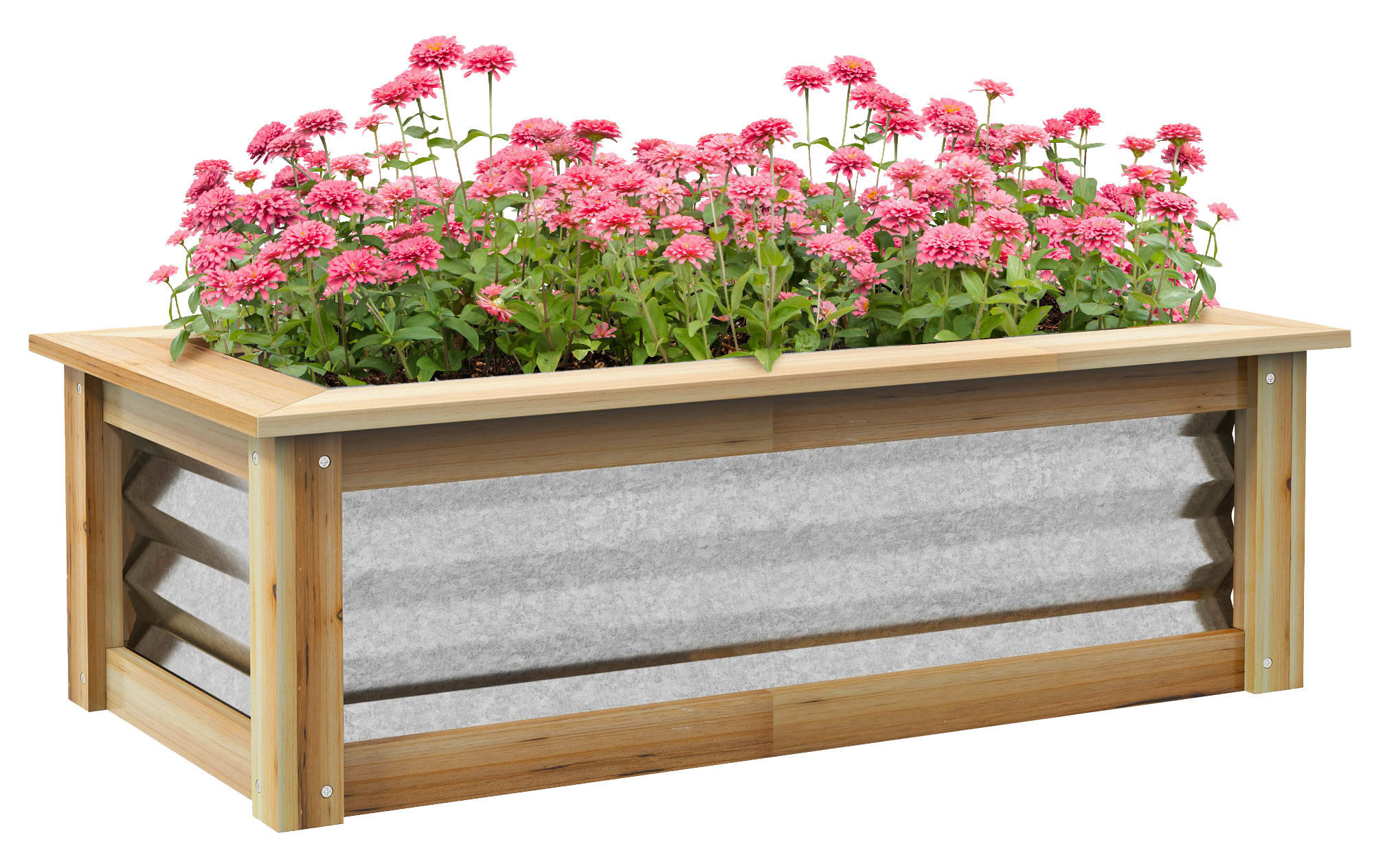 Outsunny Hochbeet silber Metall B/H/L: ca. 45x30x90 cm Hochbeet - natur/silber (90,00/45,00/30,00cm) - Outsunny
