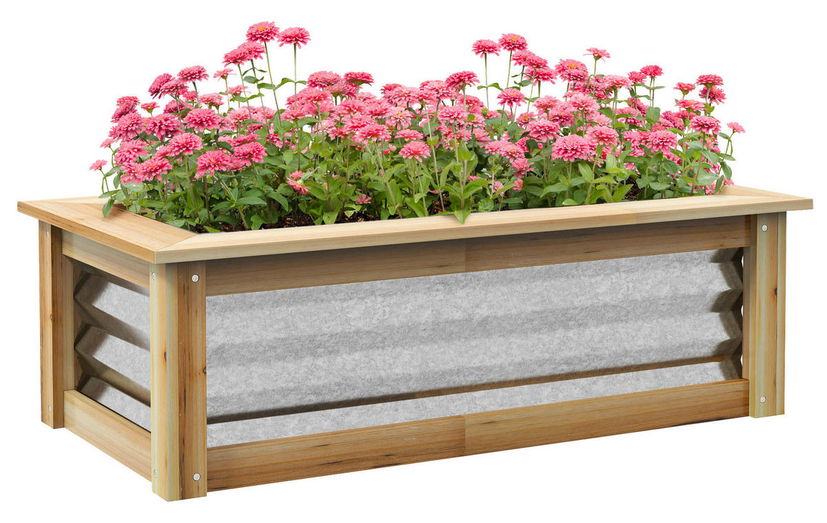 Outsunny Hochbeet silber Metall B/H/L: ca. 45x30x90 cm Hochbeet - natur/silber (90,00/45,00/30,00cm) - Outsunny